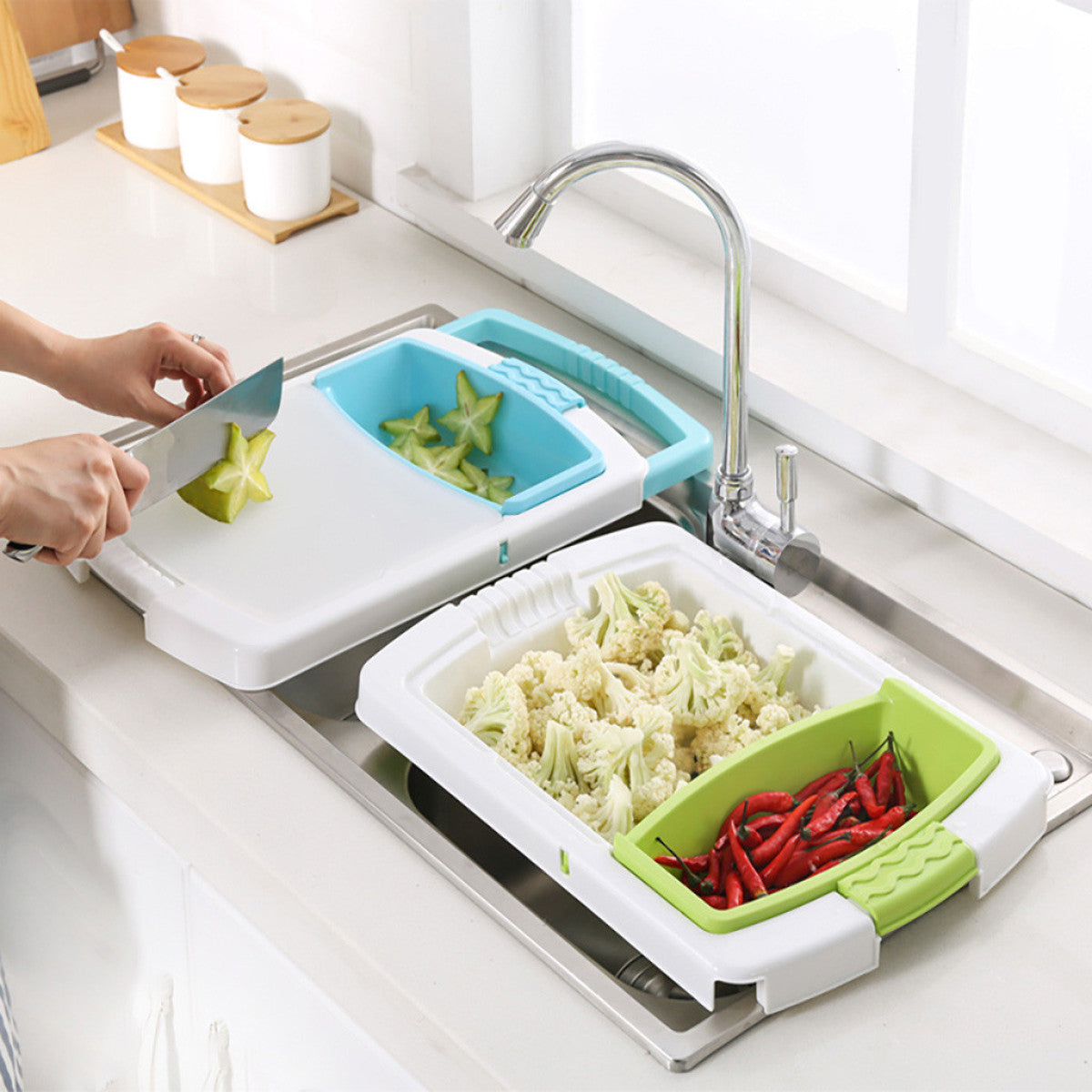 Cutting Board with Kitchen Drain